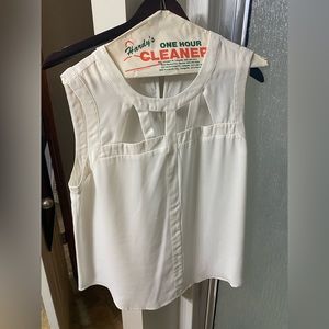 Forever 21 sleeveless white blouse with cut outs